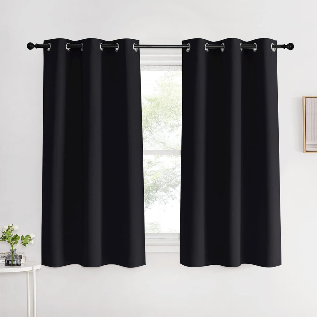 NICETOWN Living Room Blackout Curtains and Drapes, 2 Panels, 42 inches Wide by 60 inches Long, Black Solid Thermal Insulated Grommet…