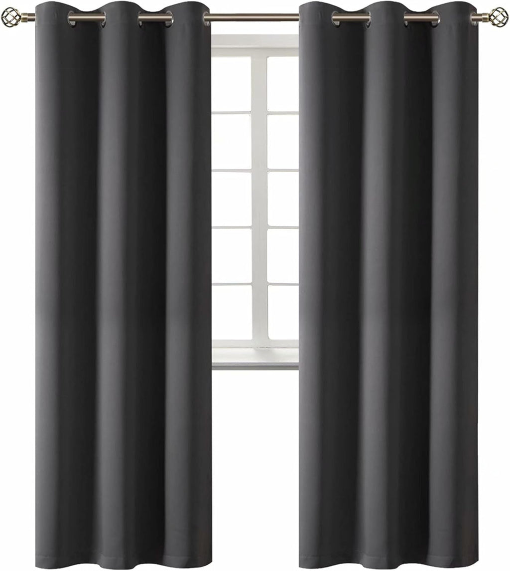BGment Blackout Curtains - Grommet Thermal Insulated Room Darkening Bedroom and Living Room Curtain, Set of 2 Panels (42 x 84 Inch, Dark Gr…