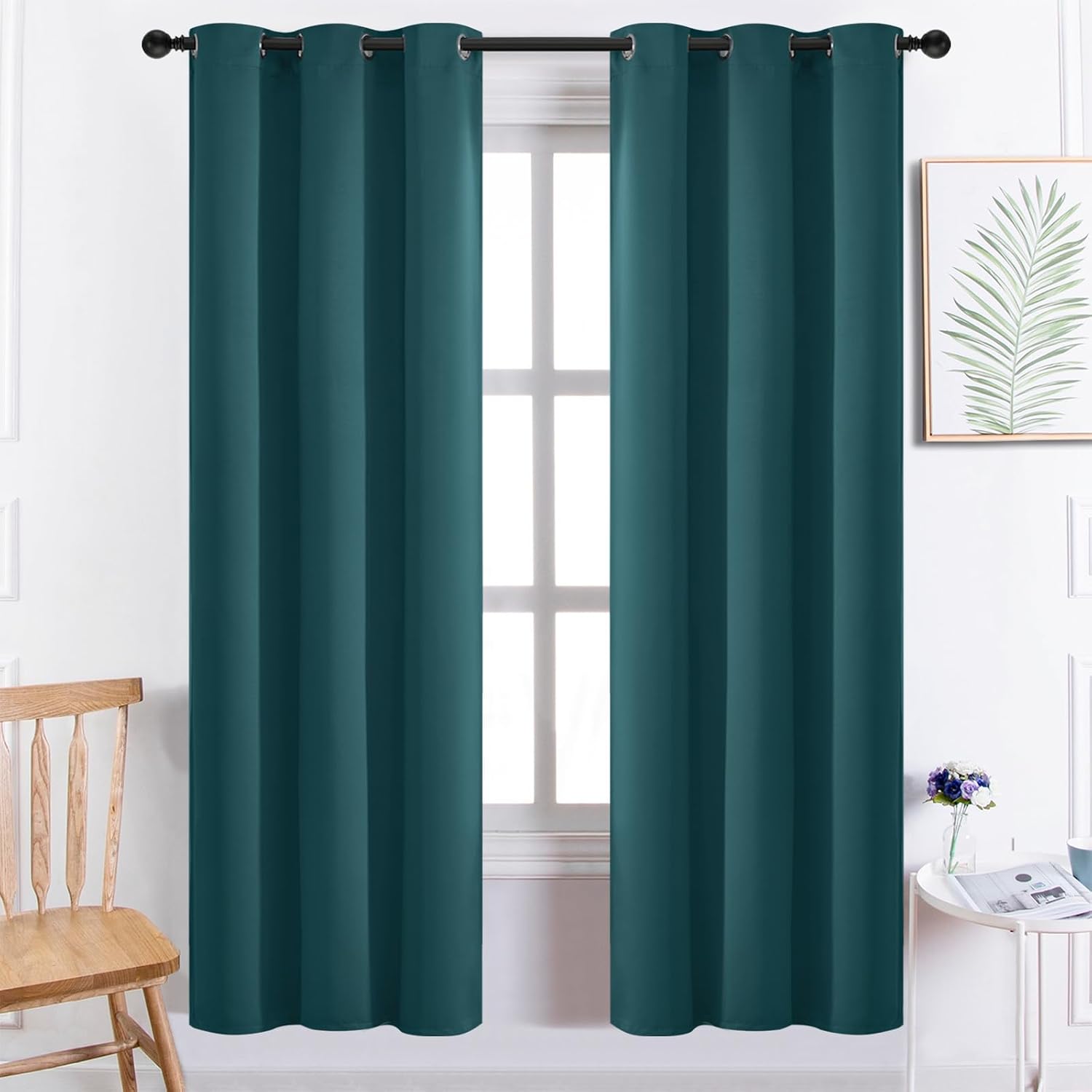 Yakamok Blackout Curtains for Bedroom 2 Panels Set 72 Inch Length Thermal Insulated Room Darkening Dark Black Out Drapery Grommet Window…