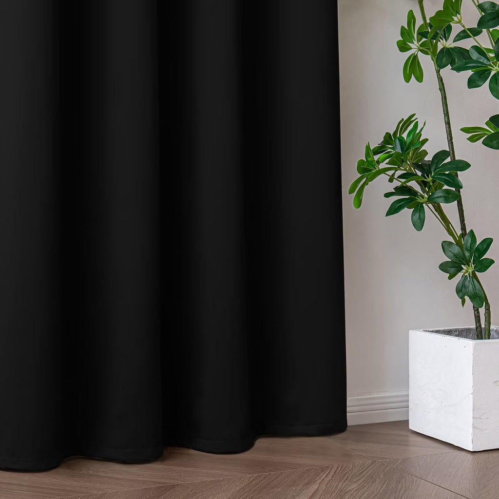 Igemaeve Black Blackout Curtains 108 Inch Length 2 Panels Set, Black Out Curtains for Bedroom 108 Inch Long, Grommet Energy Saving Room Dar…