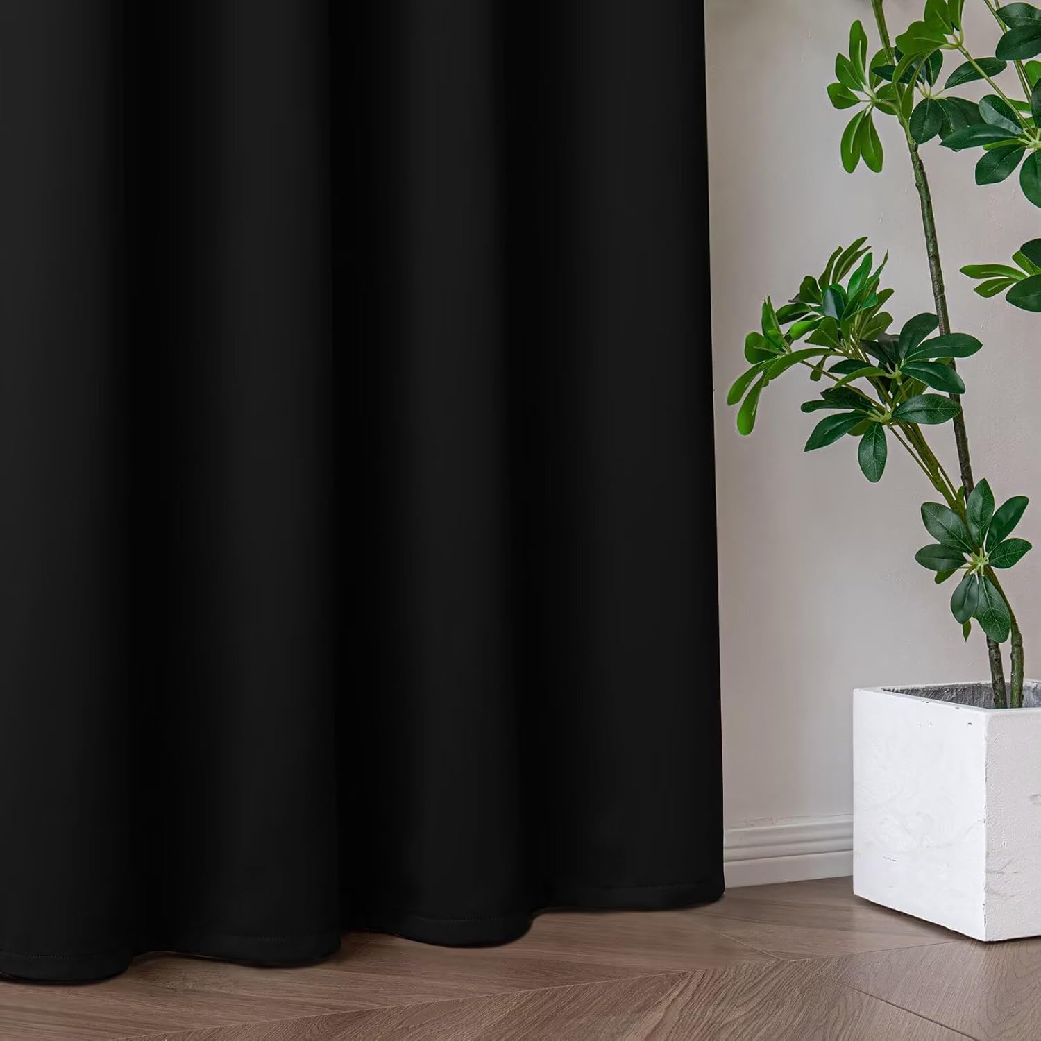 Igemaeve Black Blackout Curtains 108 Inch Length 2 Panels Set, Black Out Curtains for Bedroom 108 Inch Long, Grommet Energy Saving Room Dar…