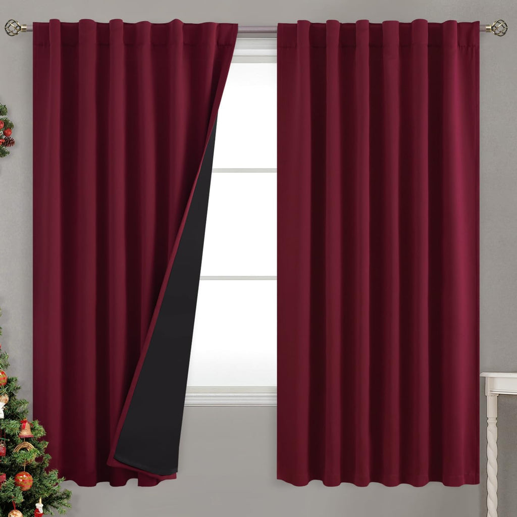 BGment Full Blackout Curtains with Heat Insulation Liner Curtains 63 Inches Long, Rod Pocket and Back Tab Double Layer Room Darkening…