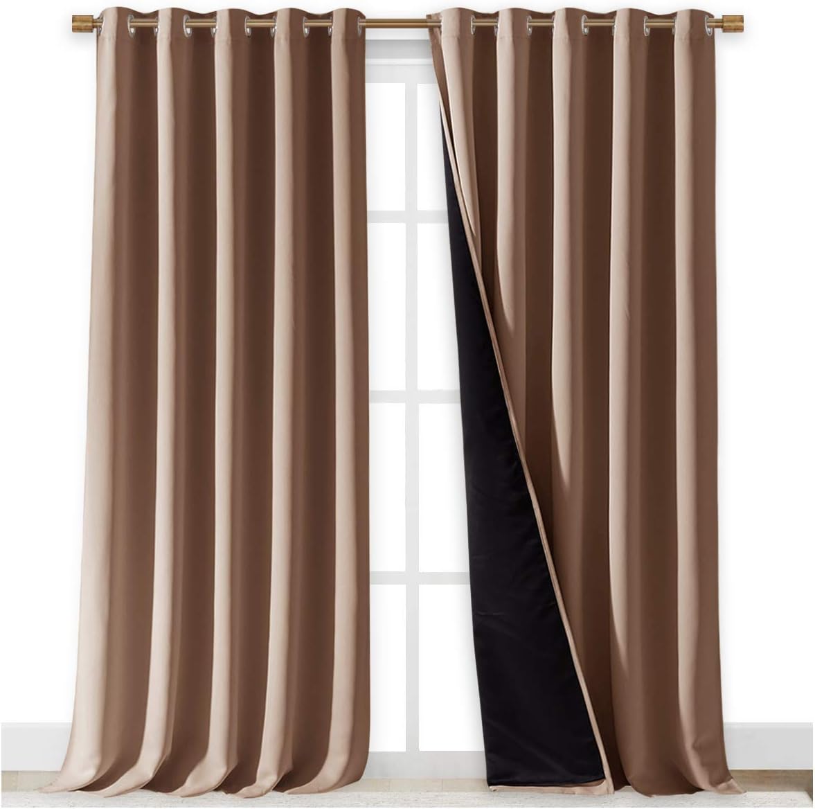 Nicetown Extra Long Truly Blackout Drapes for Hall and Villa, 100% Blackout Window Curtain Panels with Black Lined for Night Shift Worker,…