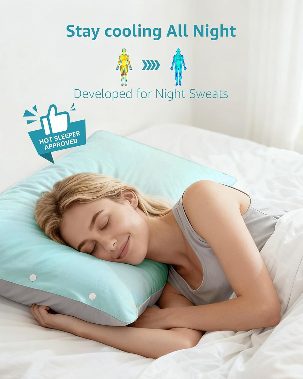Itartshion Cooling Pillow Cases Queen Size Set of 2, Qmax >=4.5, Cooling Pillowcases for Hot Sleepers, Cool Pillow Covers with Envel…