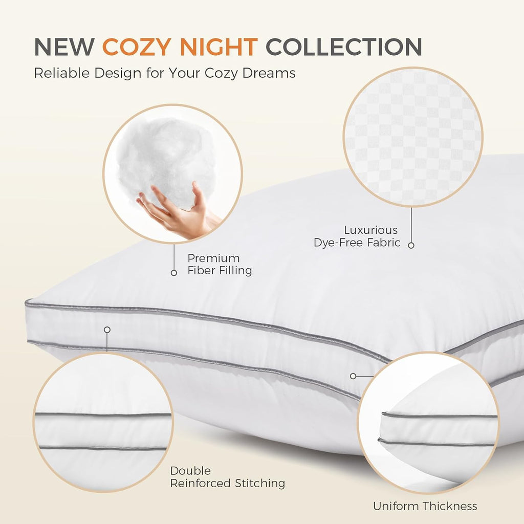 SweetNight Bed Pillows Standard Size Set of 2, Fluffy Luxury Hotel Collection Gusseted Pillows for Neck and Shoulder, Side Back Stomach…