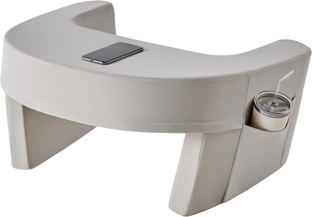 Sweetcrispy Ergonomic Reading Pillow Lap Desk with Storage Pockets & Supportive Arm Rests, Arc-Shaped Design for Gaming, Reading & Working…