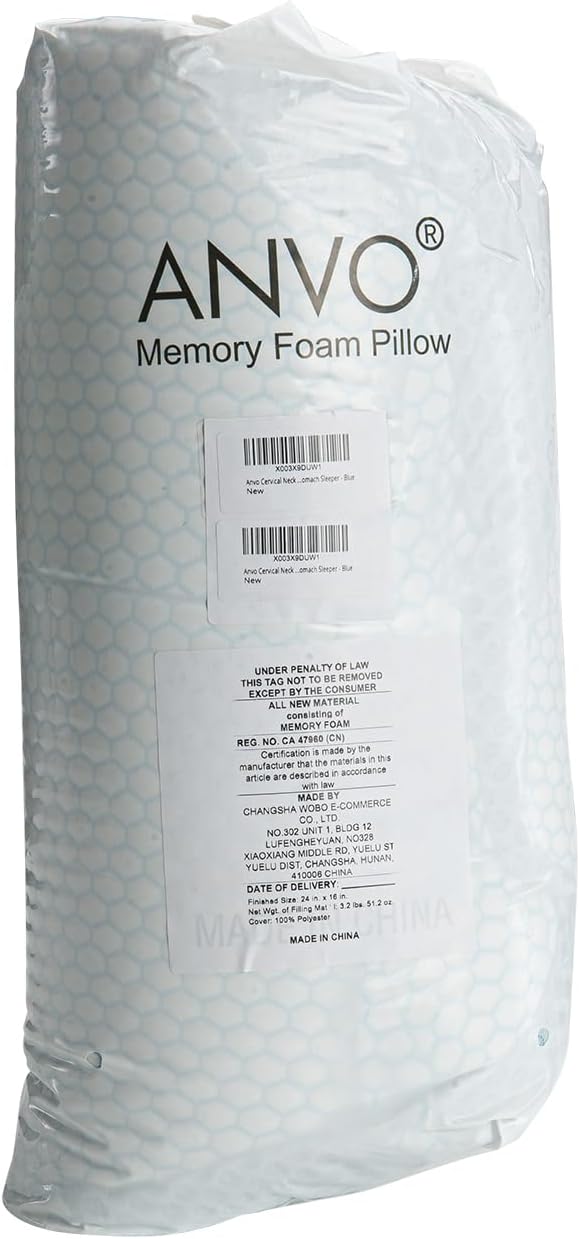 AnvoHome Anvo Cervical Neck Pillow for Neck and Shoulder Pain - Memory Foam Pillows for Sleeping, Contour Orthopedic for Side Back Stomach…
