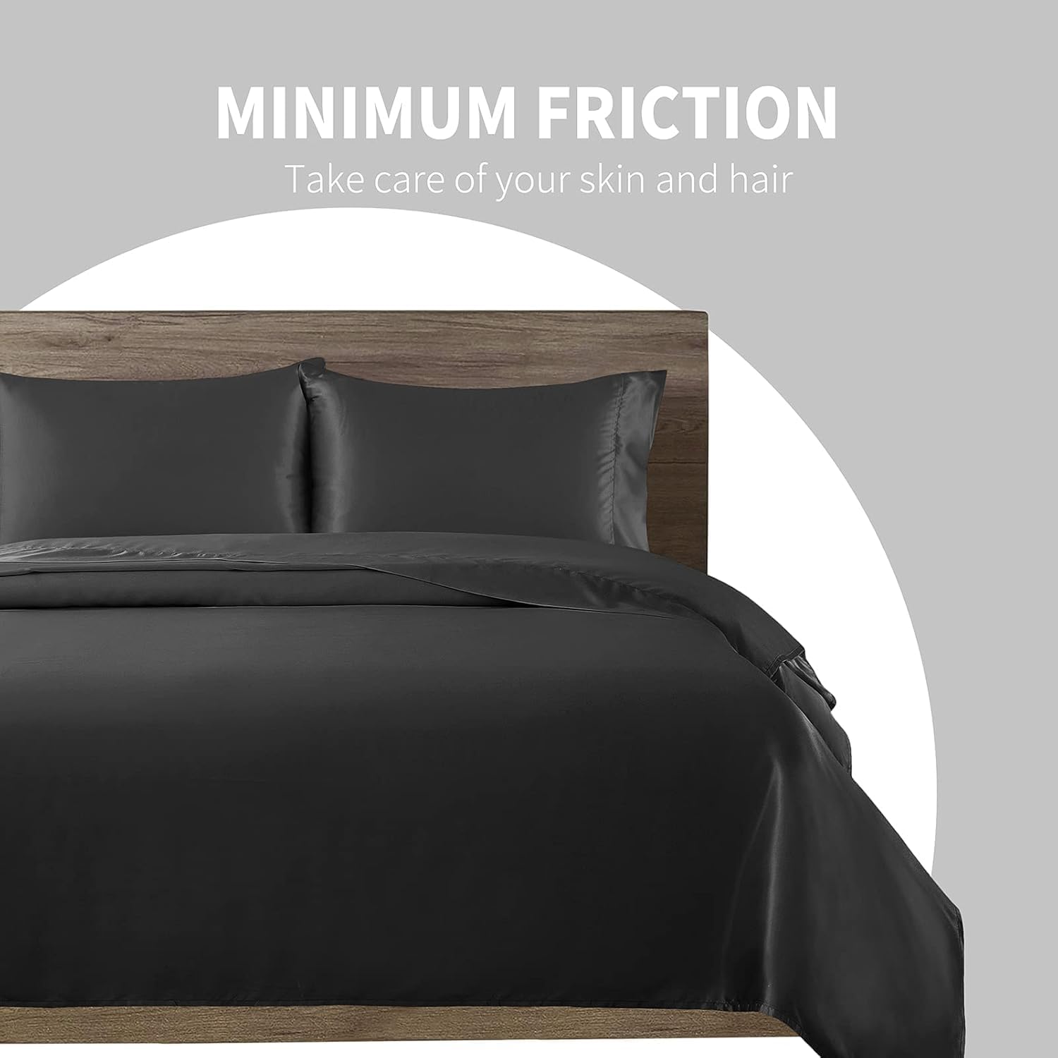 Cobedzy 3 Pcs Black Satin Sheets Twin XL Size Silky Satin Bedding Sheets Set with 1 Deep Pocket Fitted Sheet, 1 Flat Sheet, 1 Pillowcase 3…