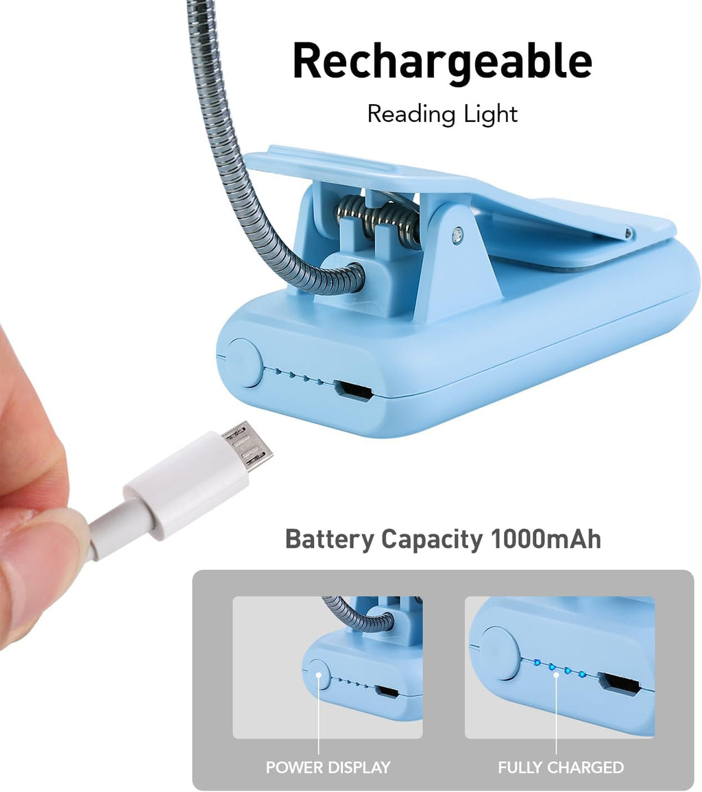 Vavofo Rechargeable Book Light for Reading in Bed Kids, 7 LED Reading Light with 9-Level Warm Cool White Daylight, Eye comfort Lamp with…