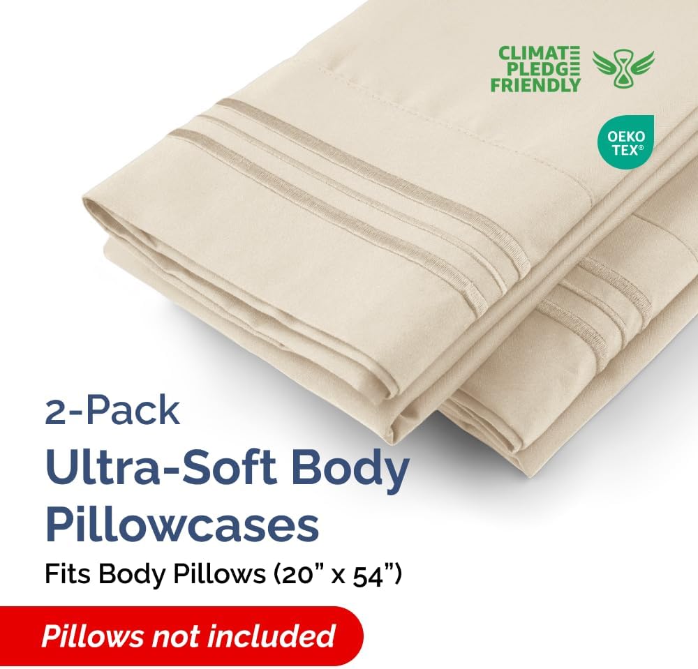 Body Pillowcases Set of 2-20x54 Long Body Pillow Case - Soft Body Pillow Cover for Sleeping & Side Sleepers - Comfy, Breathable, Wrinkle…