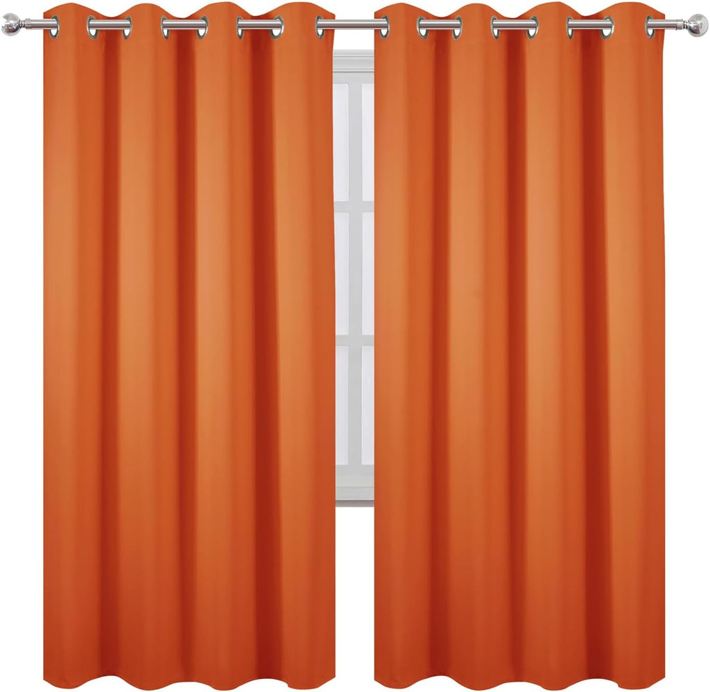 Lemomo Blackout Curtains 66 x 72 Inch Long Orange Curtains Set of 2 Panels Room Darkening Curtains for Bedroom and Living Room 72 Inch silv…