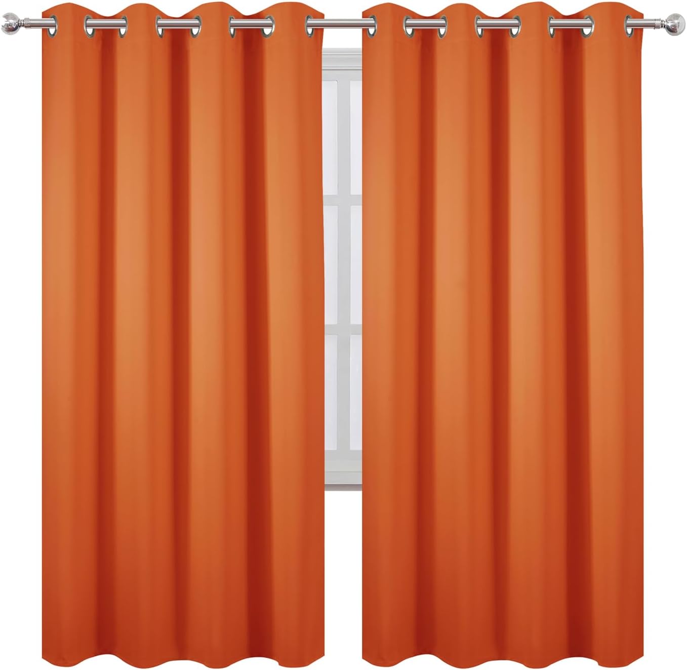 Lemomo Blackout Curtains 66 x 72 Inch Long Orange Curtains Set of 2 Panels Room Darkening Curtains for Bedroom and Living Room 72 Inch silv…