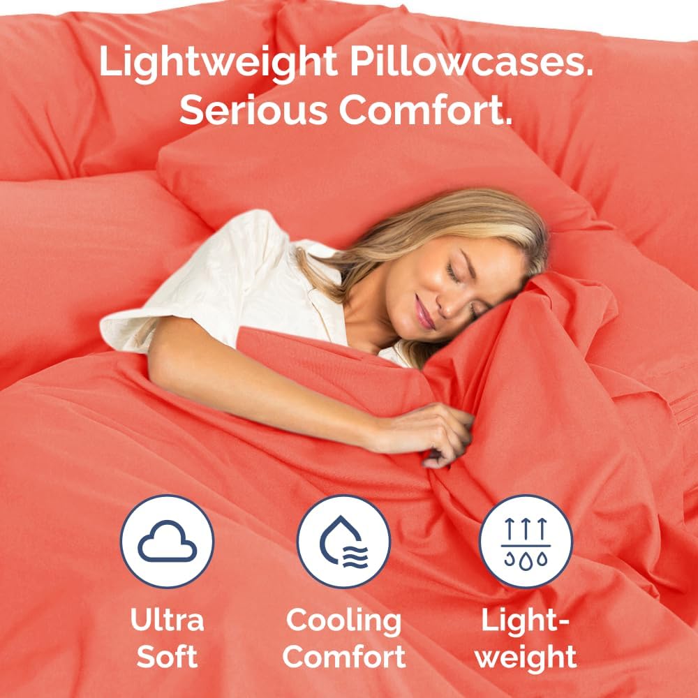 Standard Pillow Cases Set of 4 - Ultra Soft Hotel Quality Pillowcase Covers - Comfy Cozy Bedding for Women, Men, Kids & Teens - Machine…