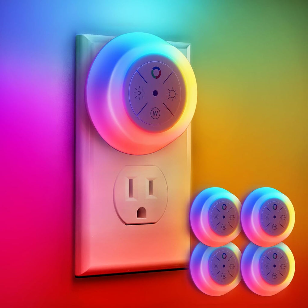 Dawnrise Night Lights Plug Into Wall, Dusk to Dawn Sensor, 12-Color Changing Led Plug in Night Light Dimmable for Bedroom, Stairs…