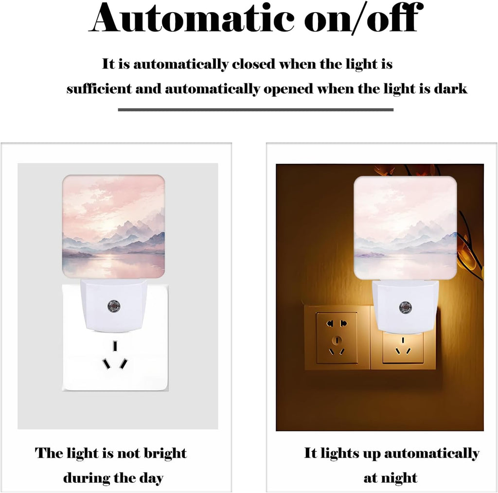 Mountain and River Night Light, Plug Into Wall with Dusk to Dawn Light Sensors, Warm Nightlights for Bedroom, Bathroom, Hallway, Kitchen…