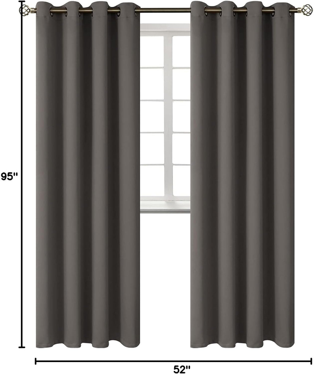 BGment Blackout Curtains for Bedroom - Grommet Thermal Insulated Room Darkening Curtains for Living Room, Set of 2 Panels (52 x 95 Inch, Gr…