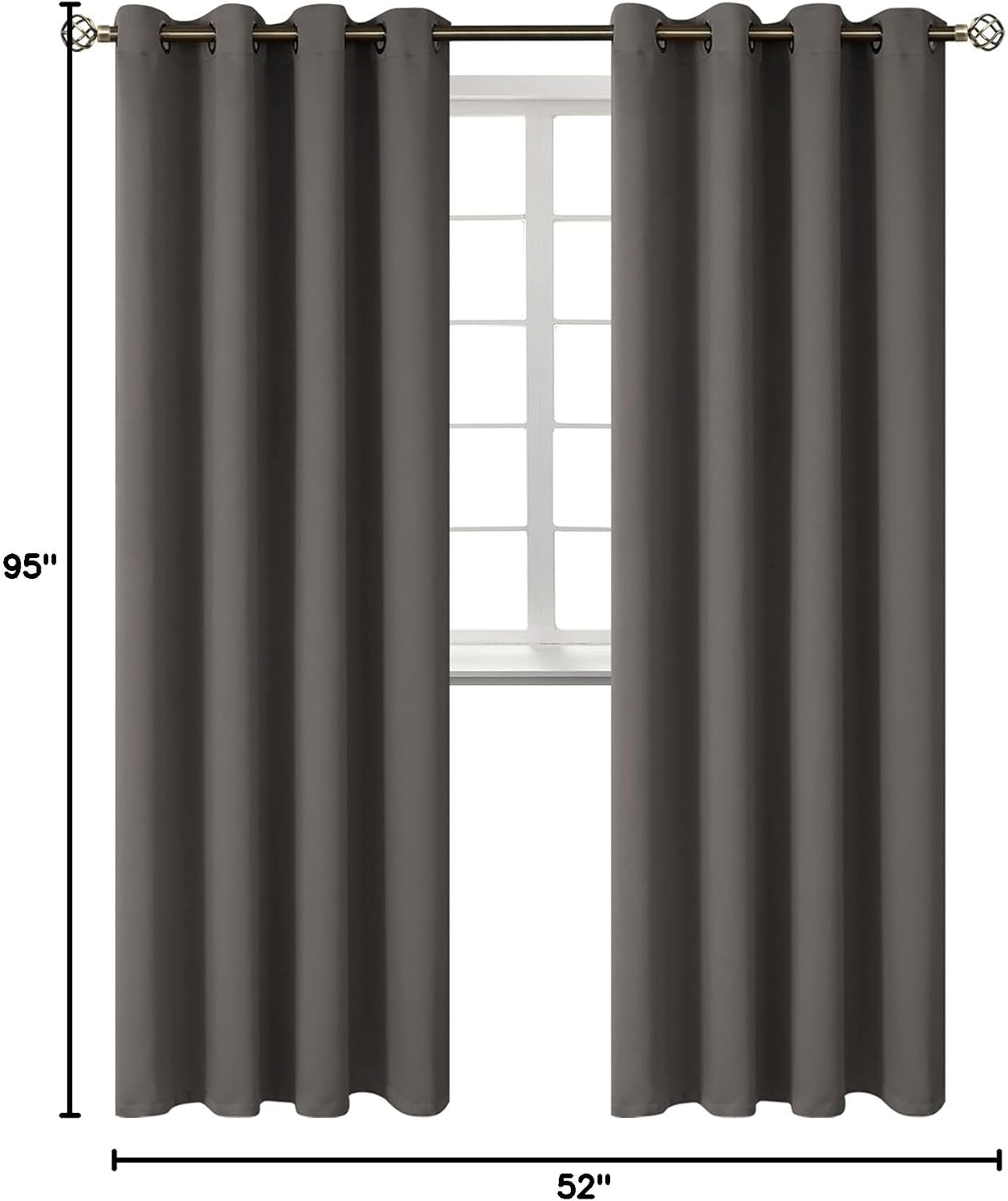 BGment Blackout Curtains for Bedroom - Grommet Thermal Insulated Room Darkening Curtains for Living Room, Set of 2 Panels (52 x 95 Inch, Gr…