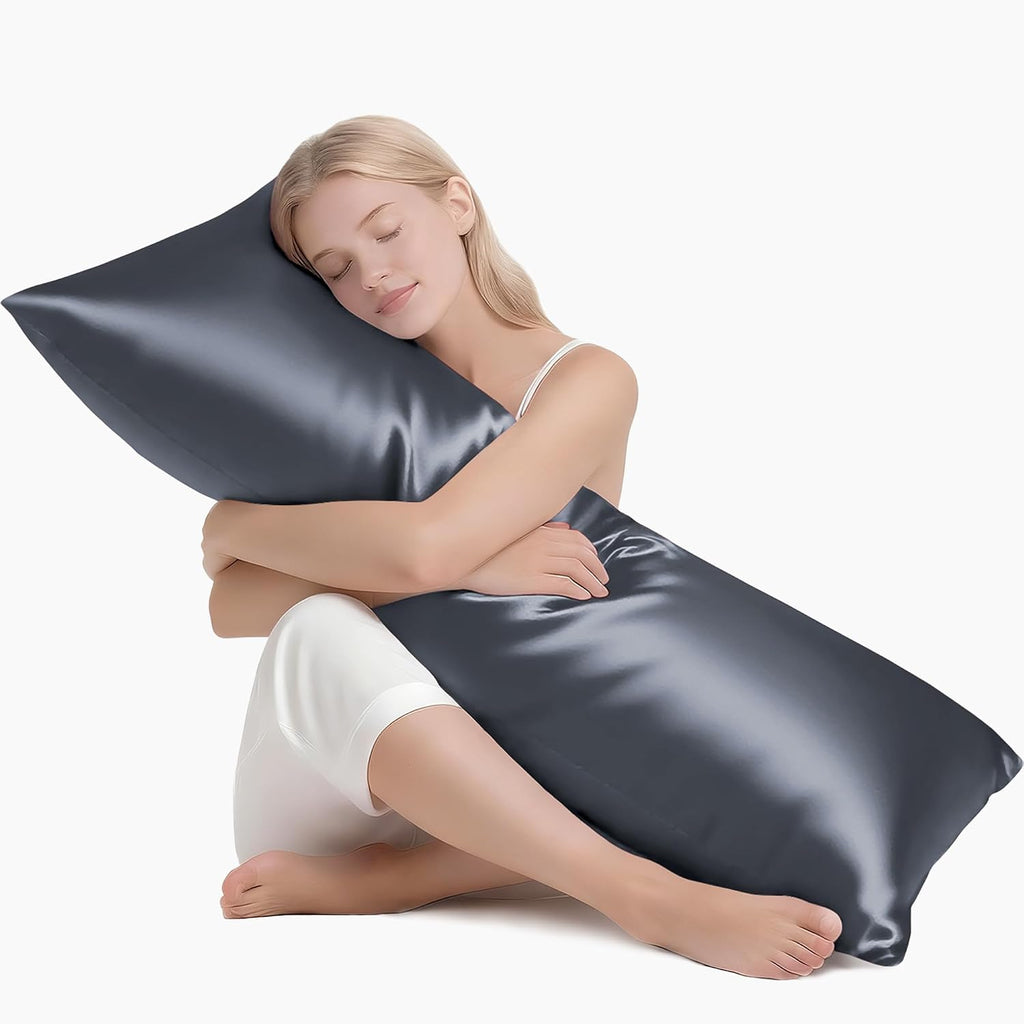 MR&HM Satin Body Pillow Cover, Soft and Breathable Body Pillow Case with Envelope Closure, Cooling and Silky Long Pillowcase for Hair and…