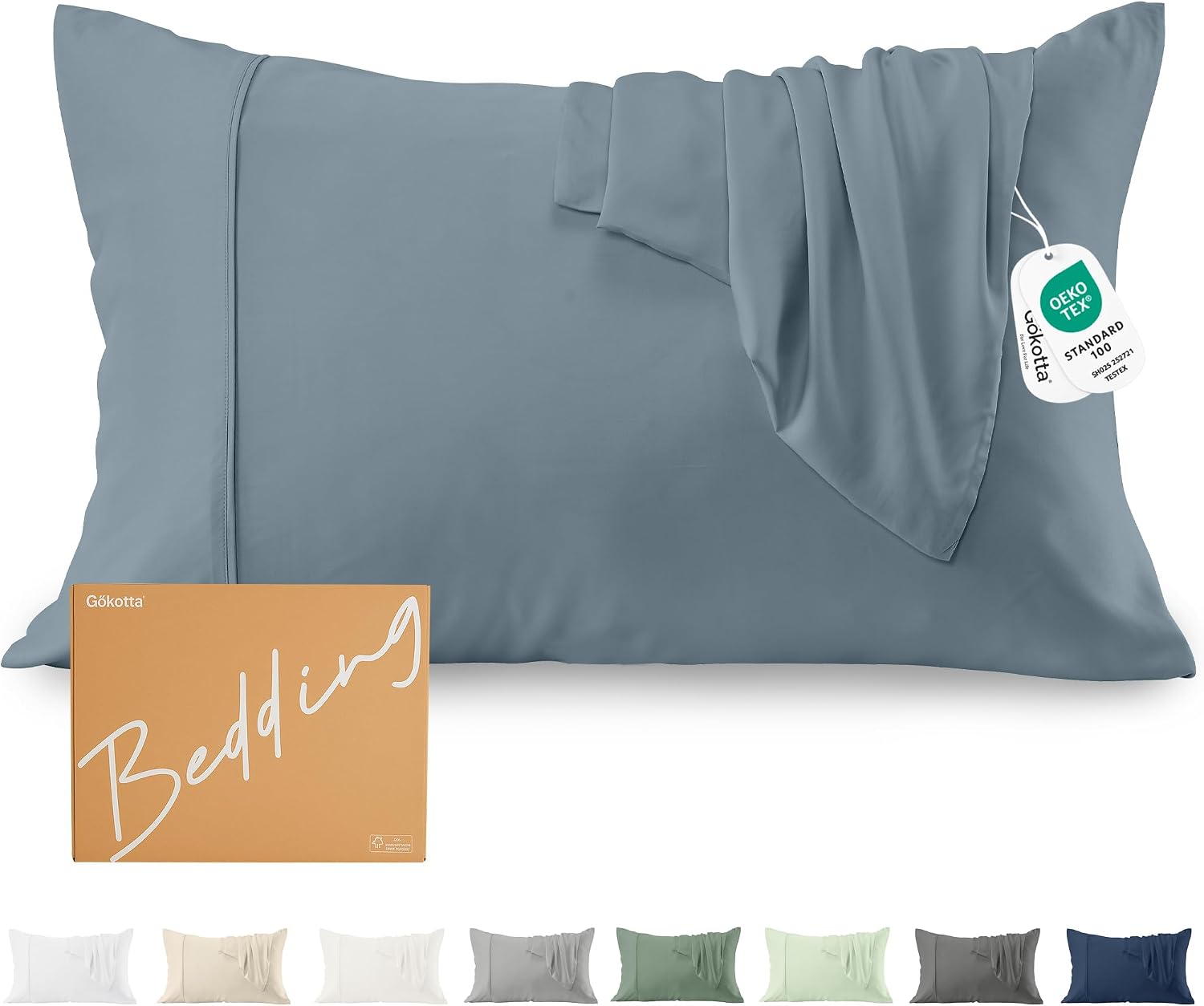 GOKOTTA Envelope Pillow Cases King Size 2 Pack, 100% Rayon Made from Bamboo Cooling Pillowcases Soft and Silky for Hair and Face (20"*40")