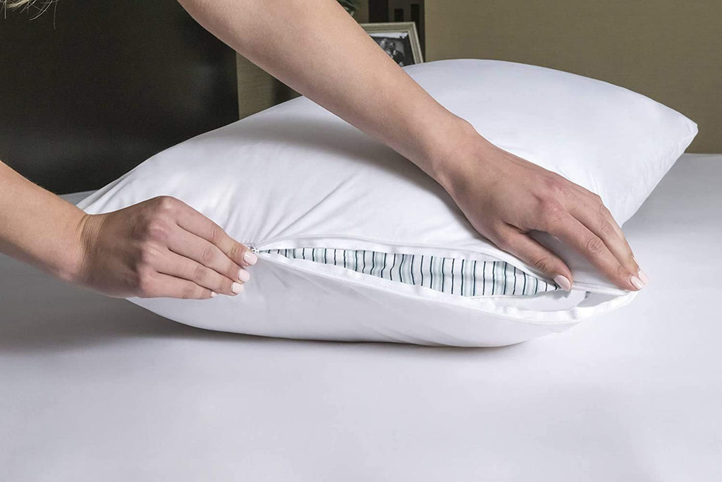 ExpressUSASupplies Set of 4 Standard/Queen Waterproof Pillow Protectors - Temperature Balancing, Allergist Recommended - Breathable, Zipper…