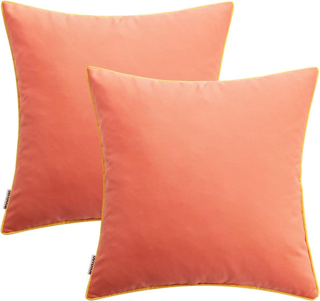 MIULEE Pack of 2 Outdoor Waterproof Throw Pillow Covers Decorative Outdoor Pillowcases Piping Edge Water Resistant Cushion Covers for…