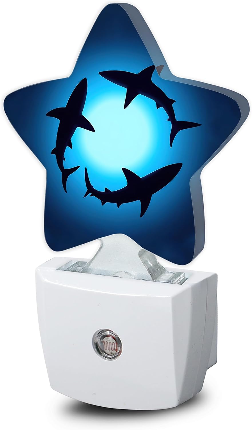 Snowmolle Night Light, Coastal Shark Plug into Wall with Dusk to Dawn Light Sensors, Blue Ocean Sea Warm Star Nightlights for Bedroom, Bathroo…