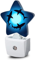 Snowmolle Night Light, Coastal Shark Plug into Wall with Dusk to Dawn Light Sensors, Blue Ocean Sea Warm Star Nightlights for Bedroom, Bathroo…