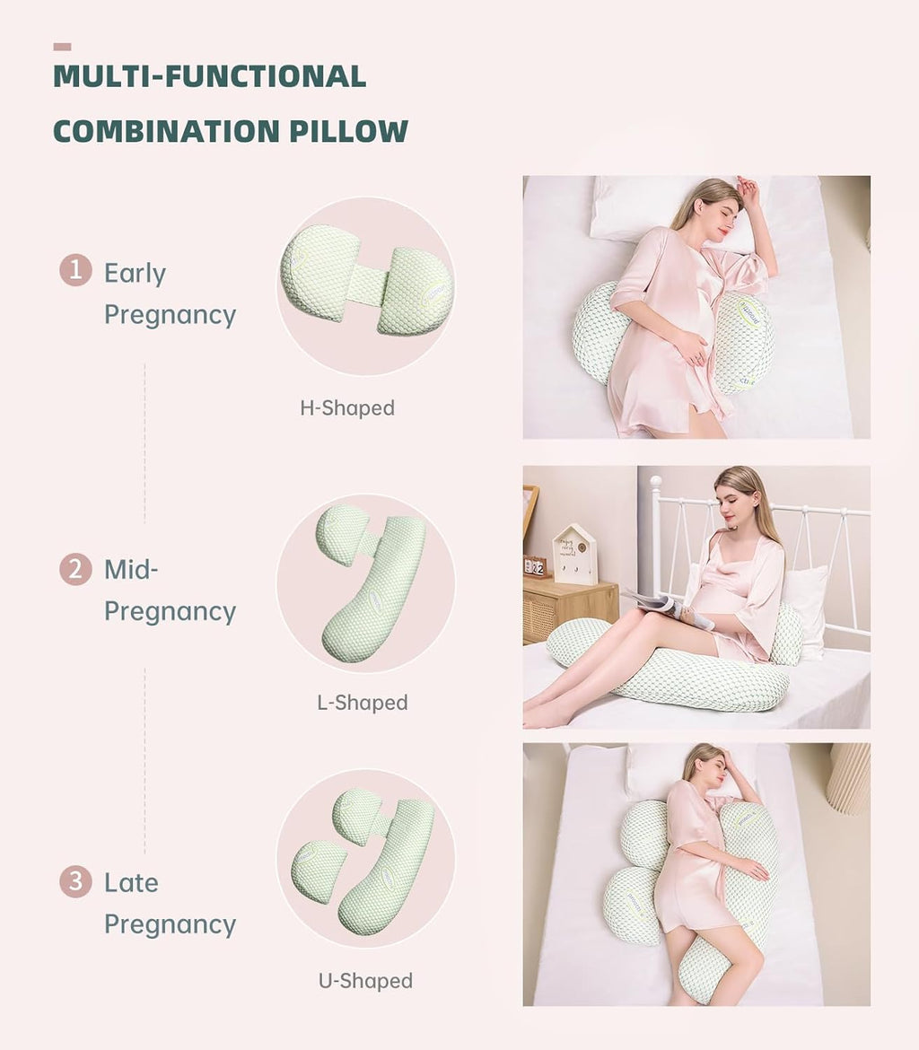 Oternal Pregnancy Pillow for Pregnant Women, Soft Pregnancy Body Pillow, Support for Back, Belly, Hips, Legs, Maternity Pillow with Detacha…