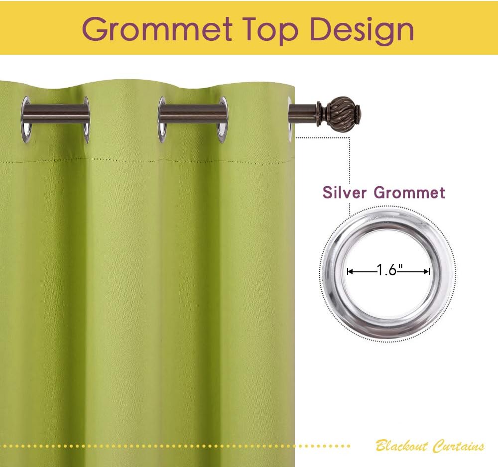 NICETOWN Window Drapery Panels Blackout Curtains, Window Treatment Thermal Insulated Solid Grommet Blackout Drapes for Bedroom (Set of 2…