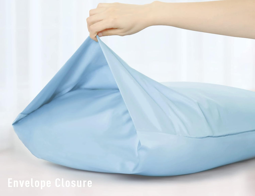 Sunflower Body Pillowcase 100% Cotton Long Pillow Cover/Case Envelope Closure 1 Pack, 20×54 inches Ashley Blue, Soft and Breathable