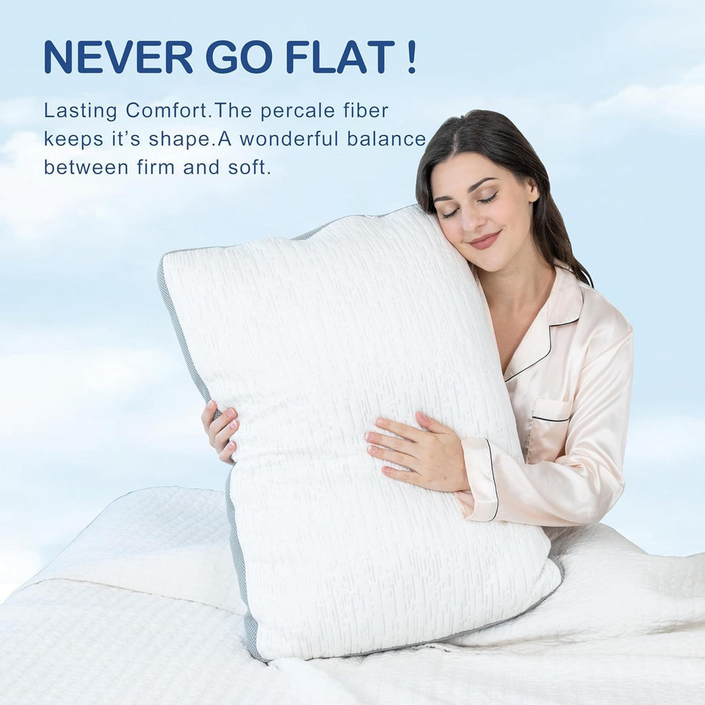 ACCURATEX Pillows Queen Size Set of 2, Rayon Derived from Bamboo Removable Cover, Shredded Memory Foam Pillow with Down Alternative Fill…