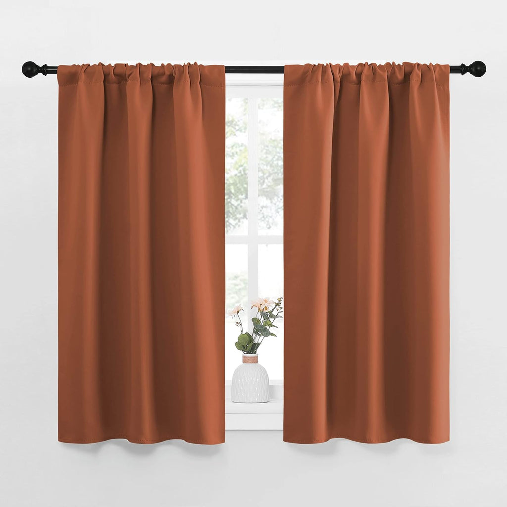 NICETOWN Blackout Curtains and Drapes - Thermal Insulated Solid Rod Pocket Blackout Draperies/Panels (Burnt Orange, 1 Pair, 34 by 45 inches)