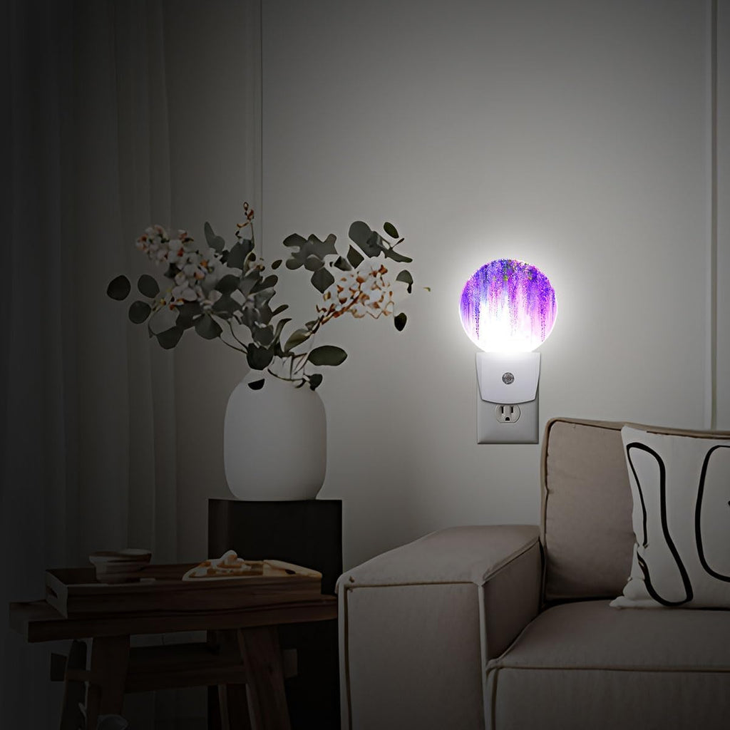 Purple Wisteria Flower Night Light Plug-in Sleep Lamp Led Dusk to Dawn Night Light for Bedroom