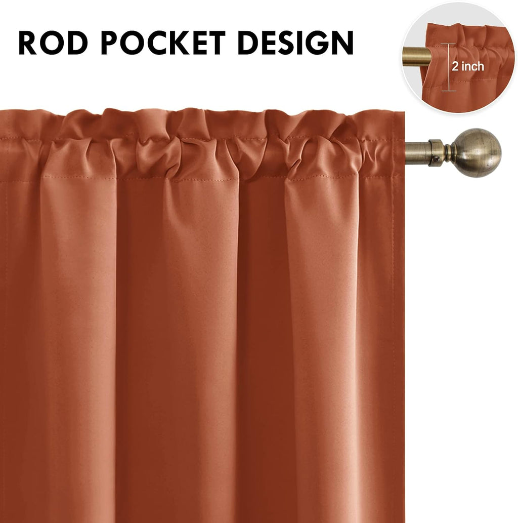 DWCN Blackout Curtains Thermal Insulated, Energy Saving & Noise Reducing Bedroom and Living Room Curtains, Burnt Ochre, W 42x L 72 Inch…
