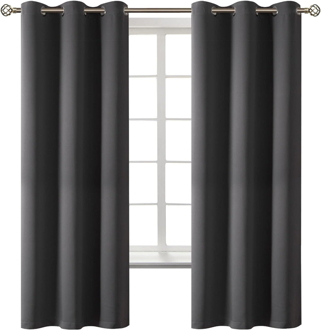 BGment Dark Grey Blackout Curtains for Bedroom, Black Out Curtains 63 Inch Long Thermal Insulated Sunlight Blocking Window Treatment Drapes…