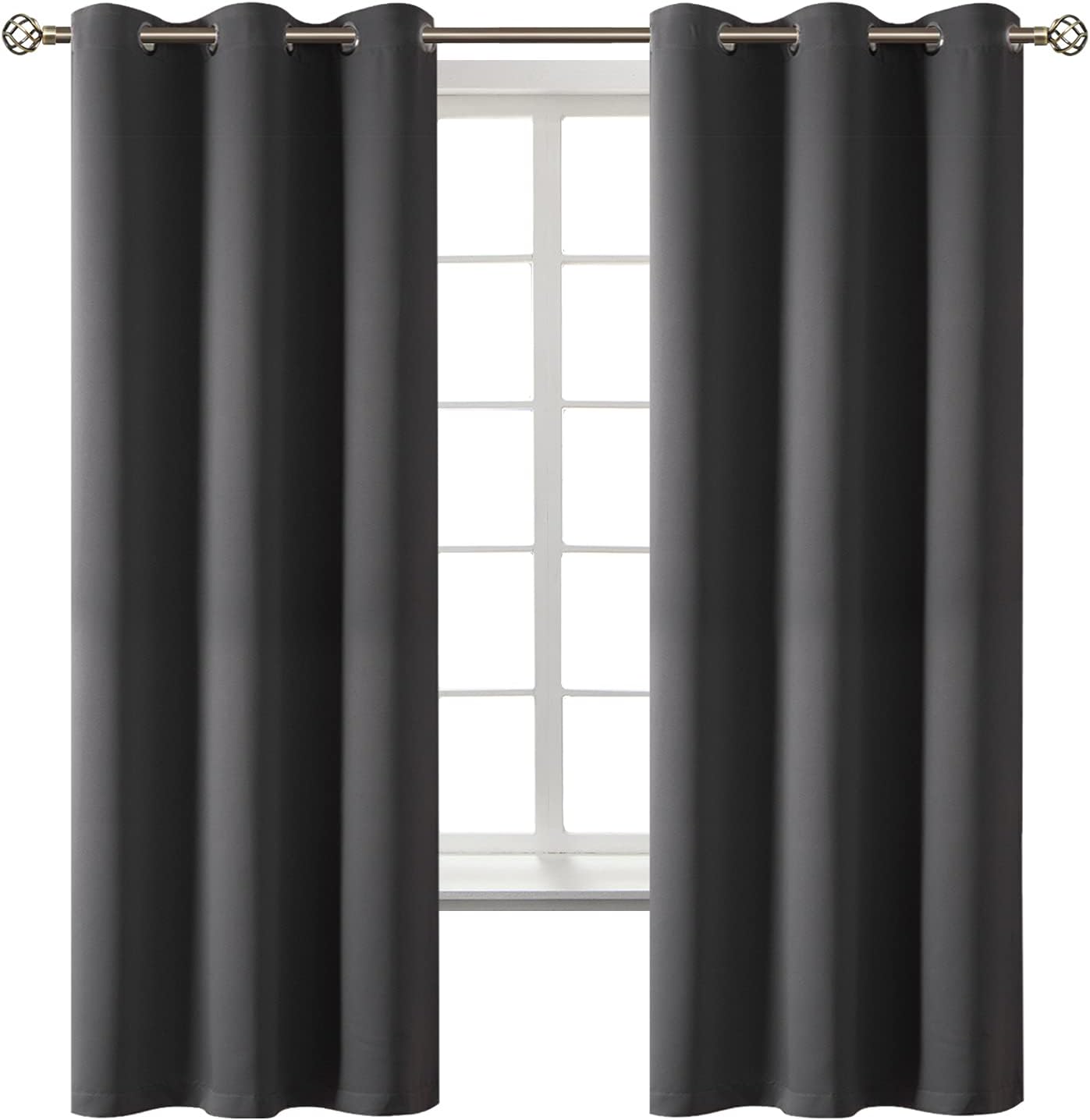 BGment Dark Grey Blackout Curtains for Bedroom, Black Out Curtains 63 Inch Long Thermal Insulated Sunlight Blocking Window Treatment Drapes…