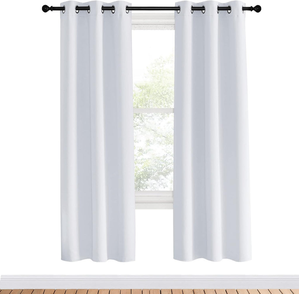 Nicetown Room Darkening Curtains for Living Room, 2 Panels, 34 by 70, Greyish White, easy maintenance Solid Thermal Insulated Silver…