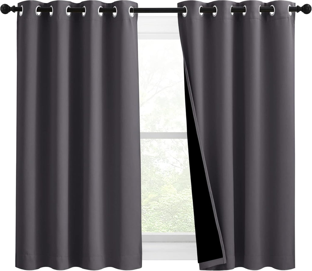 Nicetown 100% Blackout Blinds, Set of 2, 46" x 45", Laundry Room Decor Window Treatment Curtains for Large Patio Sliding Door, Thermal Insu…