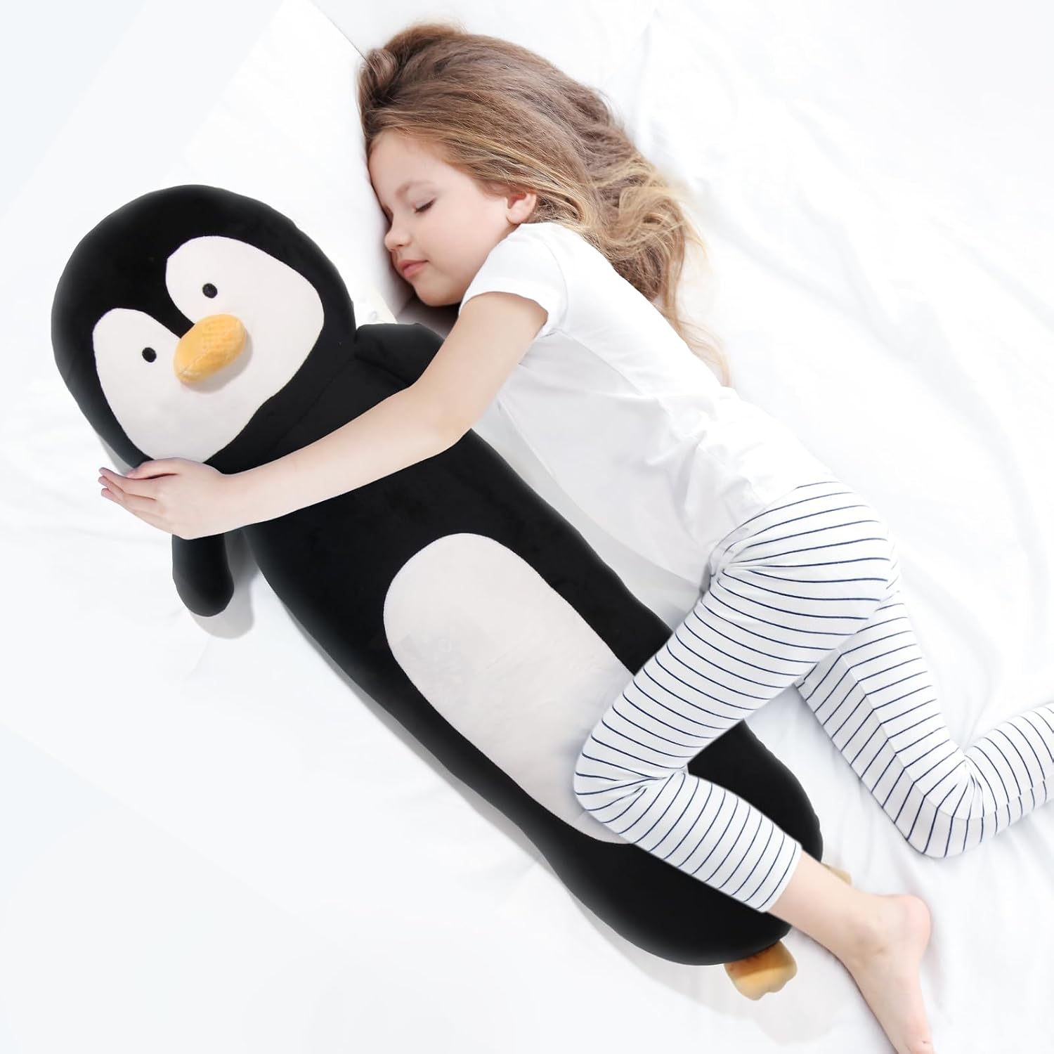 Tianmihou 36 Inch Penguin Plush Toy Soft Body Pillow, Long Giant Penguin Stuffed Animal, Cute Squishy Plushie Gift for Kids Girls and…