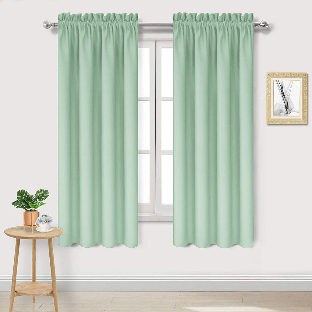 Dwcn Blackout Curtains Room Darkening Thermal Insulated Bedroom Curtains Window Curtain Panels, 42 x 63 inches Long, Set of 2 Light Green R…
