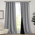 Nicetown Total Shade Curtains and Draperies, Silver Grey Blackout Bedroom Curtains, Heavy-Duty Rod Pocket Drapes with Black Liner Backing f…