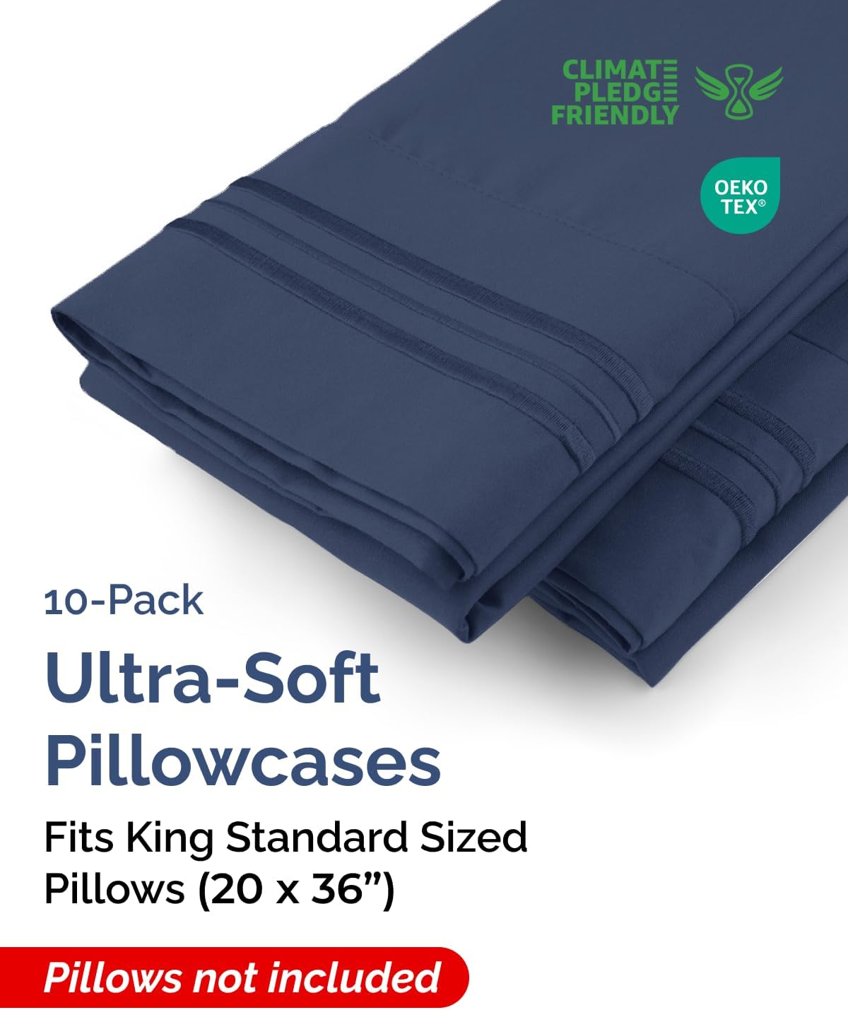 King Standard Pillow Cases Set of 10 - Ultra Soft Hotel Quality Pillowcase Covers - Comfy & Wrinkle Free - Shrink & Fade Resistant…