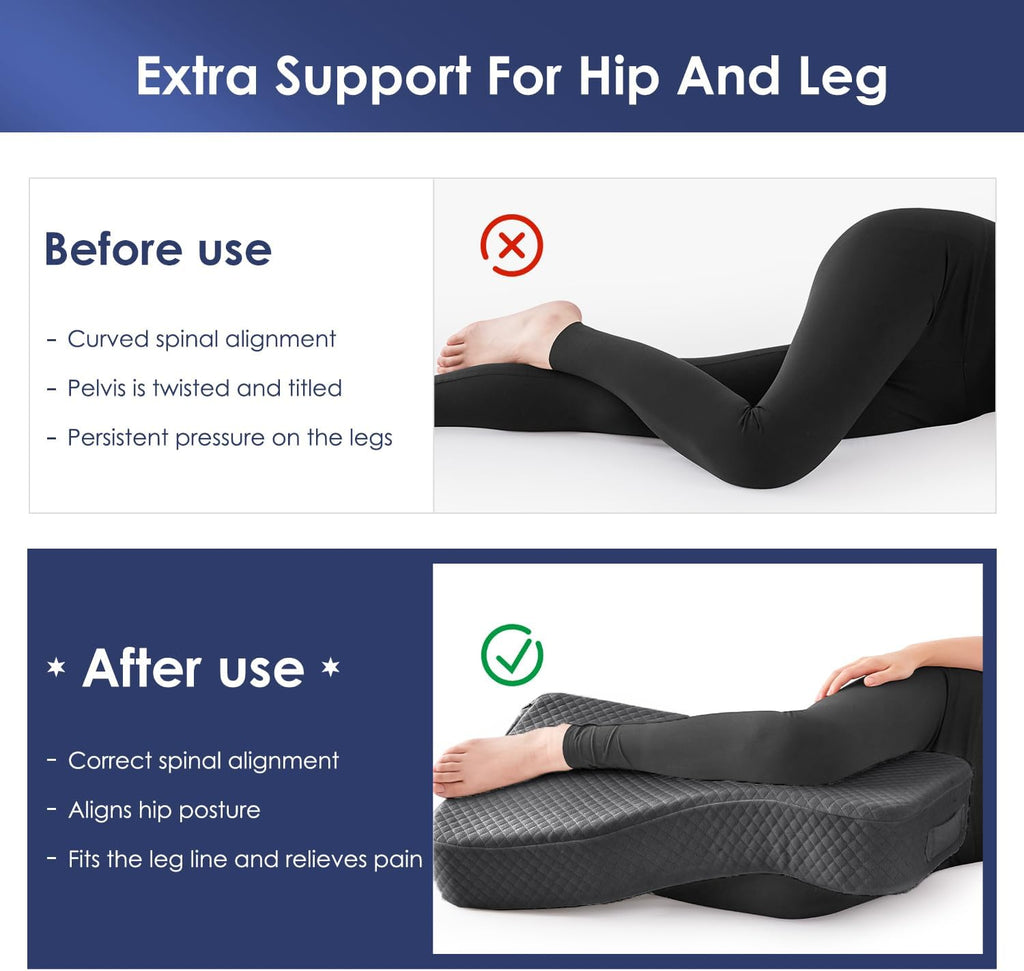 Livemy Leg Pillow for Side Sleepers, Memory Foam Knee Pillow for Side Sleeping, Leg Elevation Pillow for Hip/Back/Sciatica Helps Spi…