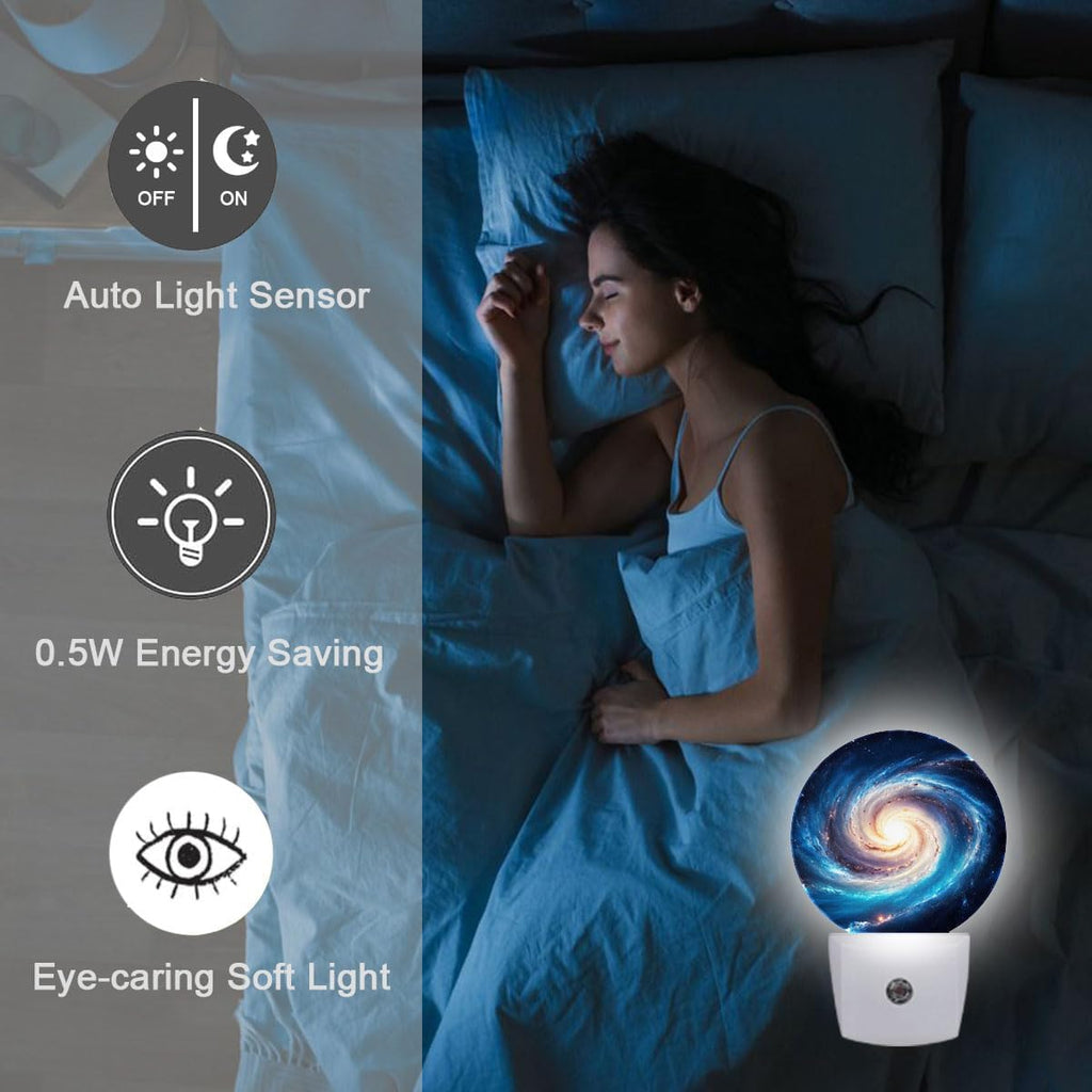 Nebula Galaxy Night Light Auto Sensor Led Dusk to Dawn Lamp Home Decor for Men Women