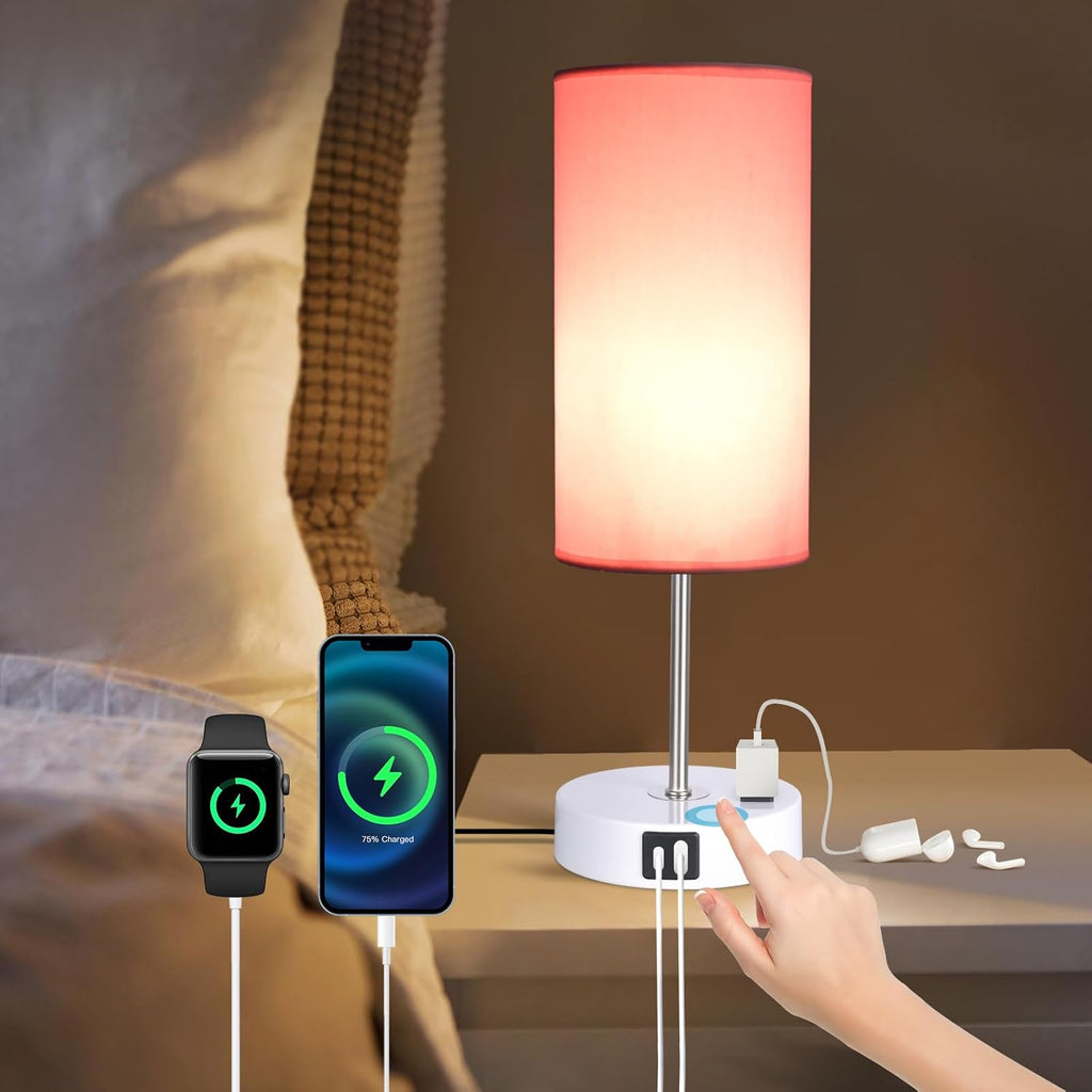 Table Lamp with USB Port - Desk Lamp Touch Lamp Bedside Lamps for Bedroom, 3 Way Dimmable Small Lamps for Living Room, Nightstand…