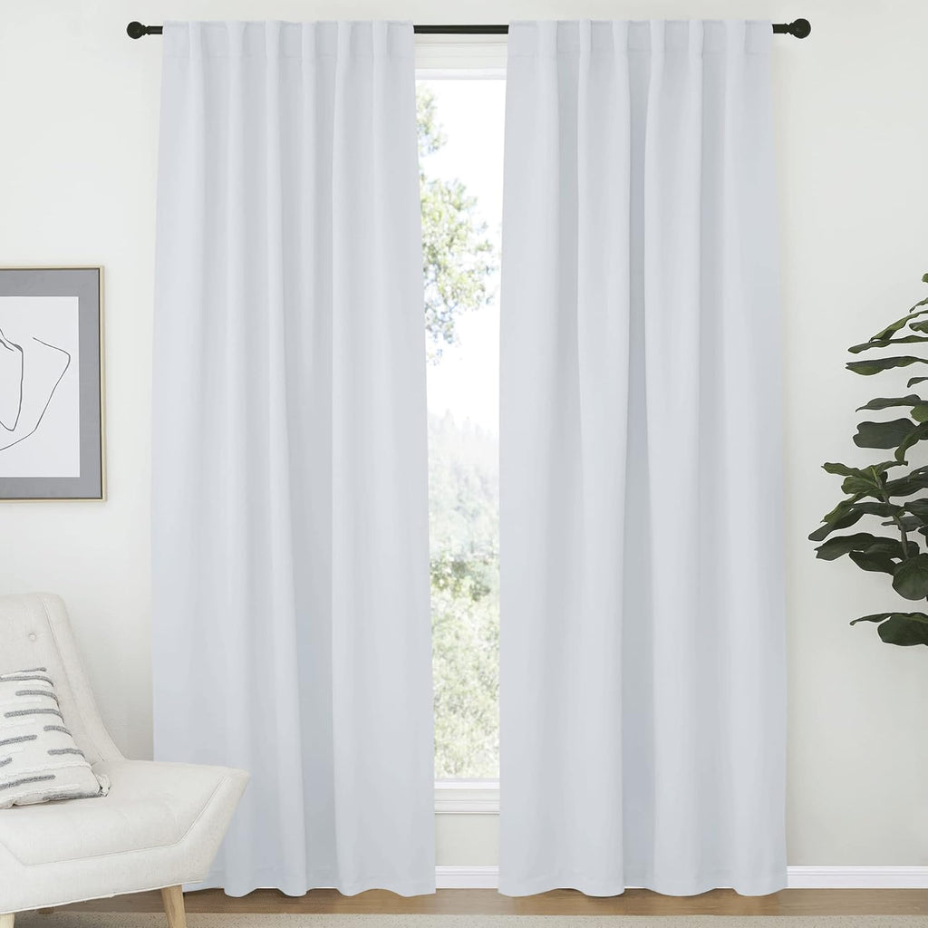 Nicetown Living Room Darkening Curtain Drapes - (Cloud Grey) W52 x L84, Set of 2, Room Darkening Window Treatment Drapery Panels Grey
