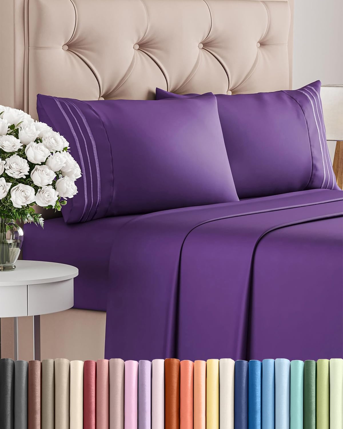 Queen Size 4 Piece Sheet Set - Comfy Breathable & Cooling Sheets - Hotel Luxury Bed Sheets for Women & Men - Deep Pockets, Easy-Fit…