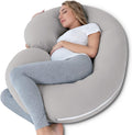 INSEN Cooling Pregnancy Pillow, Maternity Pillow with Tencel Cover, C Shaped for Pregnant and Side Sleeping, Sliver Gray