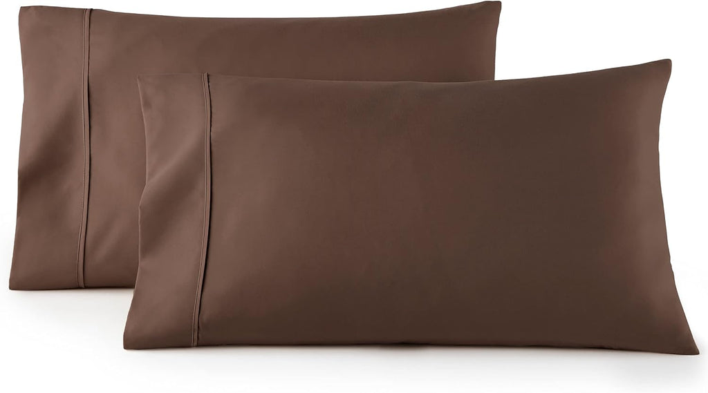 HCCollection HC Collection King Pillow Cases Set of 2- Microfiber, Extra Soft Pillowcases - easy maintenance & Machine Washable - Brown…