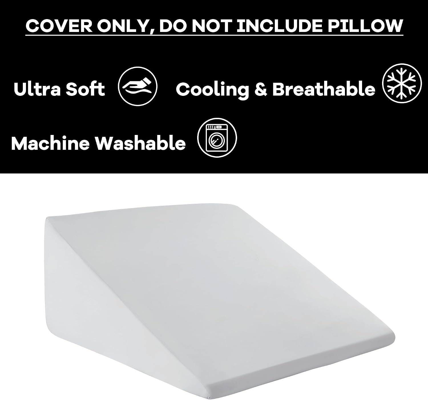 HOMBYS Cooling Bed Wedge Pillow Cover Q-max 0.4 Cool Pillowcases Super Soft & Skin-Friendly with Zipper Design, Removable & Machine…
